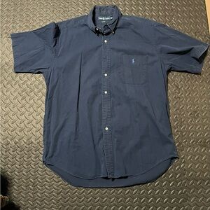 Ralph Lauren Navy Short-Sleeve Button-Down Shirt with Pony Logo